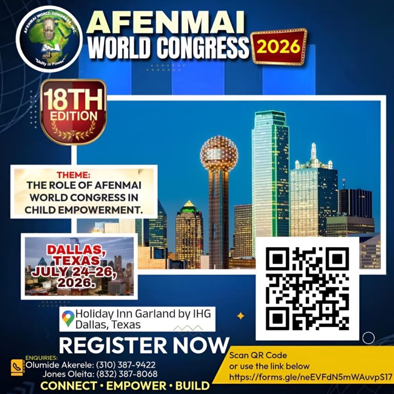 Afenmai World Congress 2026 convention registration flyer.