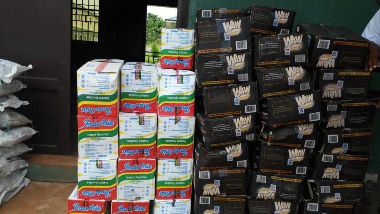 Supplies organized for community outreach.